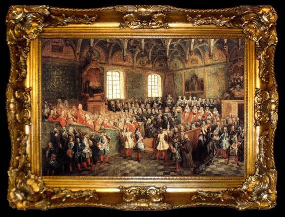 framed  Nicolas Lancret Seat of Justice in the Parliament of Paris in 1723, ta009-2
